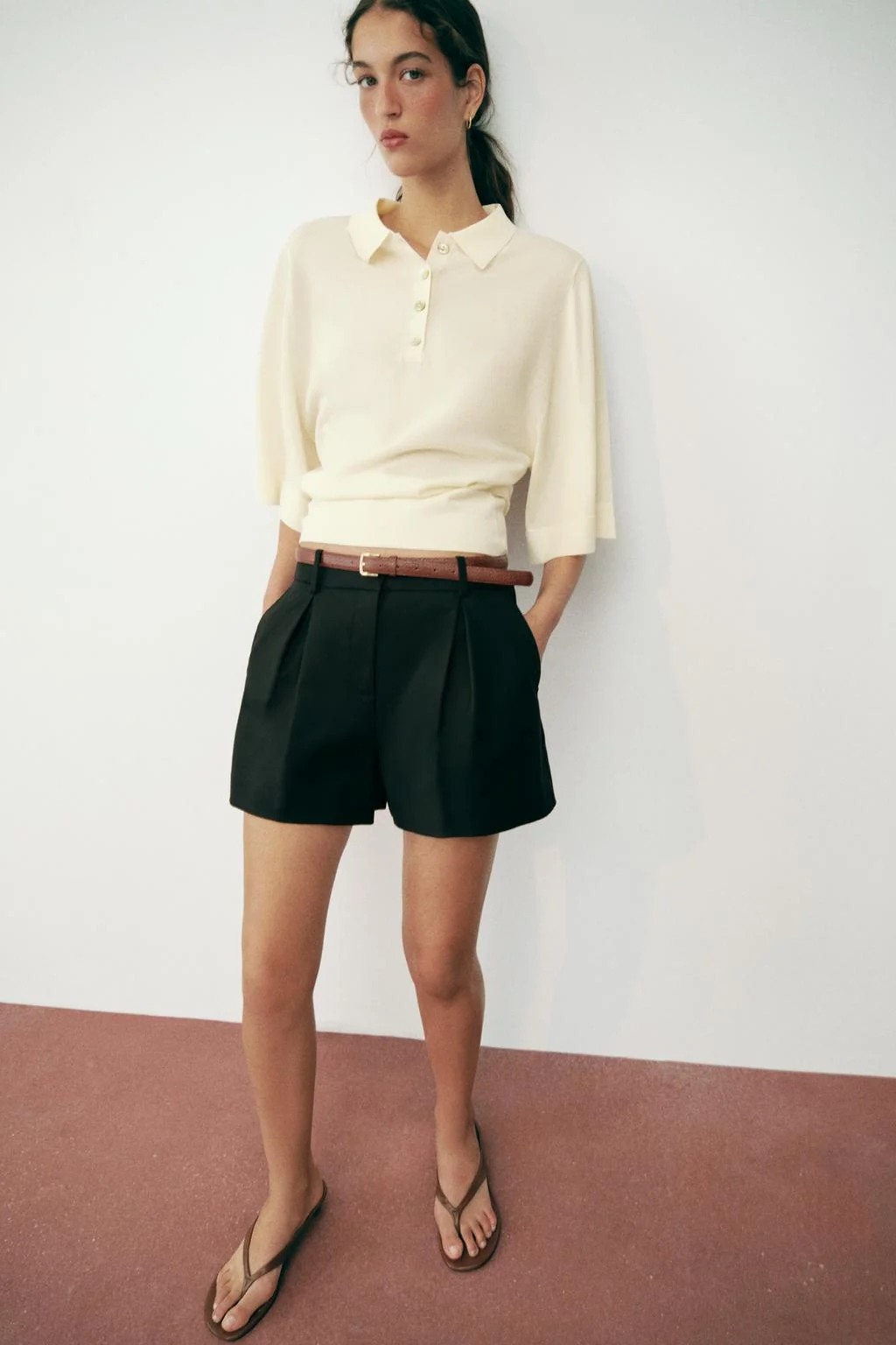 3/4 SLEEVE KNIT POLO SHIRT