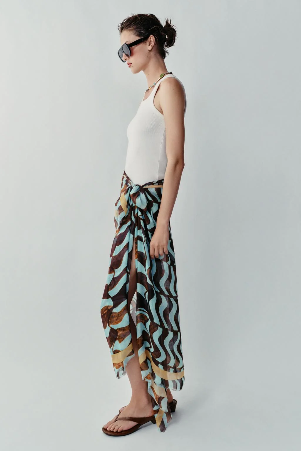 WAVY PRINT MODAL SILK SCARF