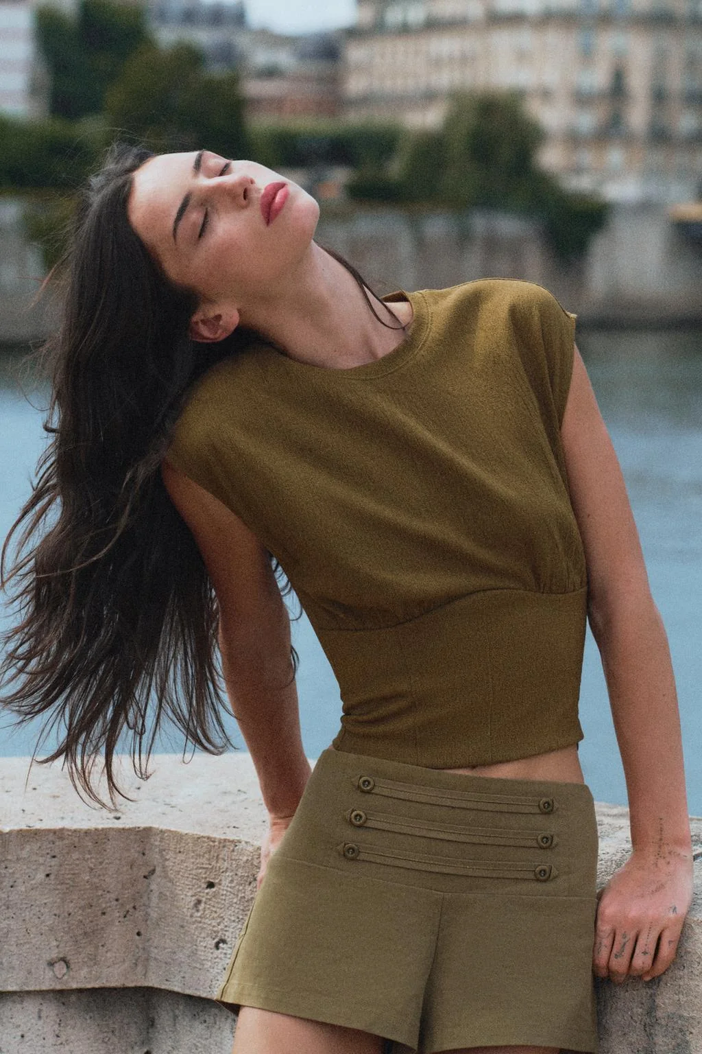 TEXTURED CORSETRY-INSPIRED TOP