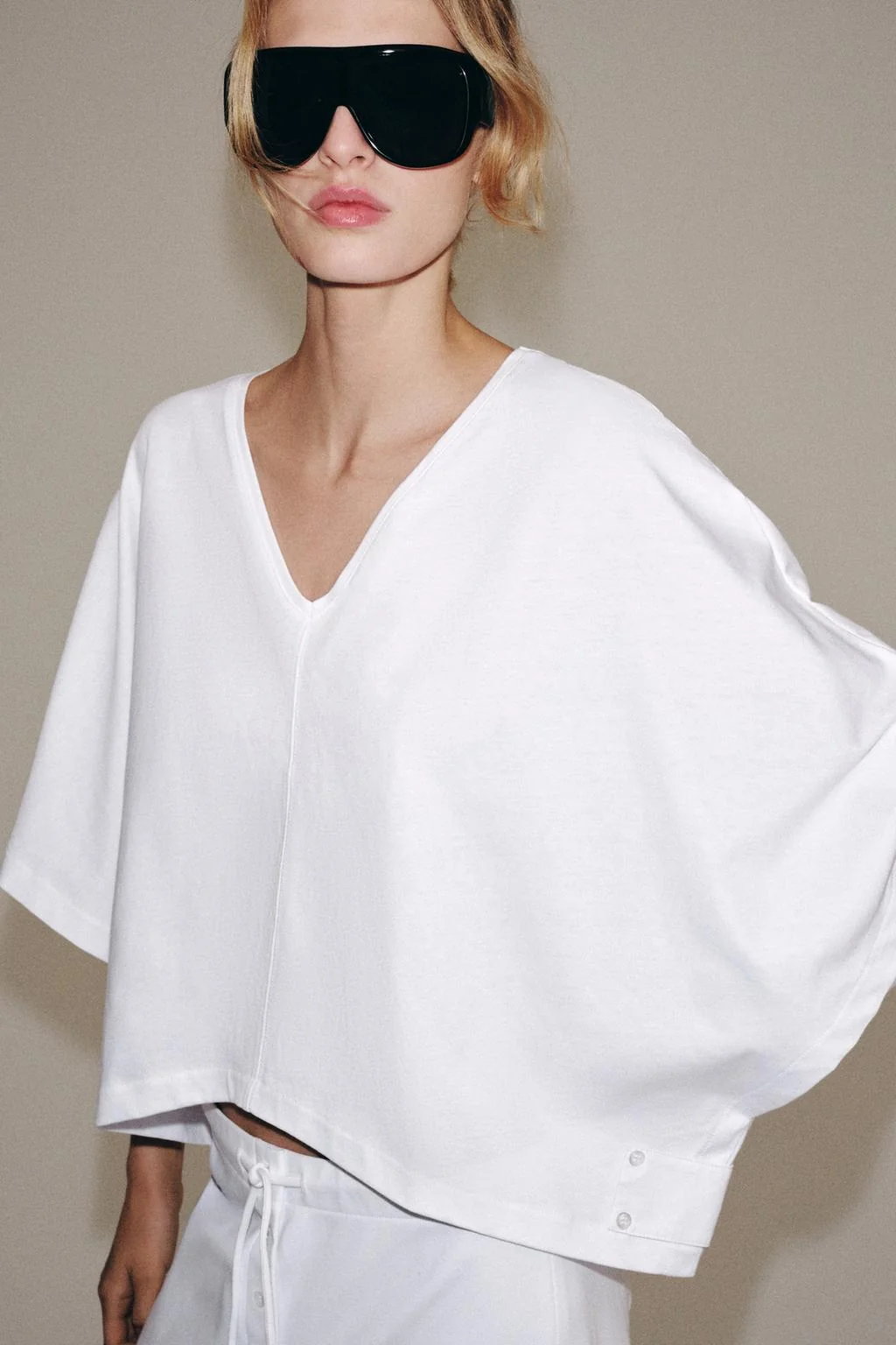 COTTON CAPE-STYLE T-SHIRT