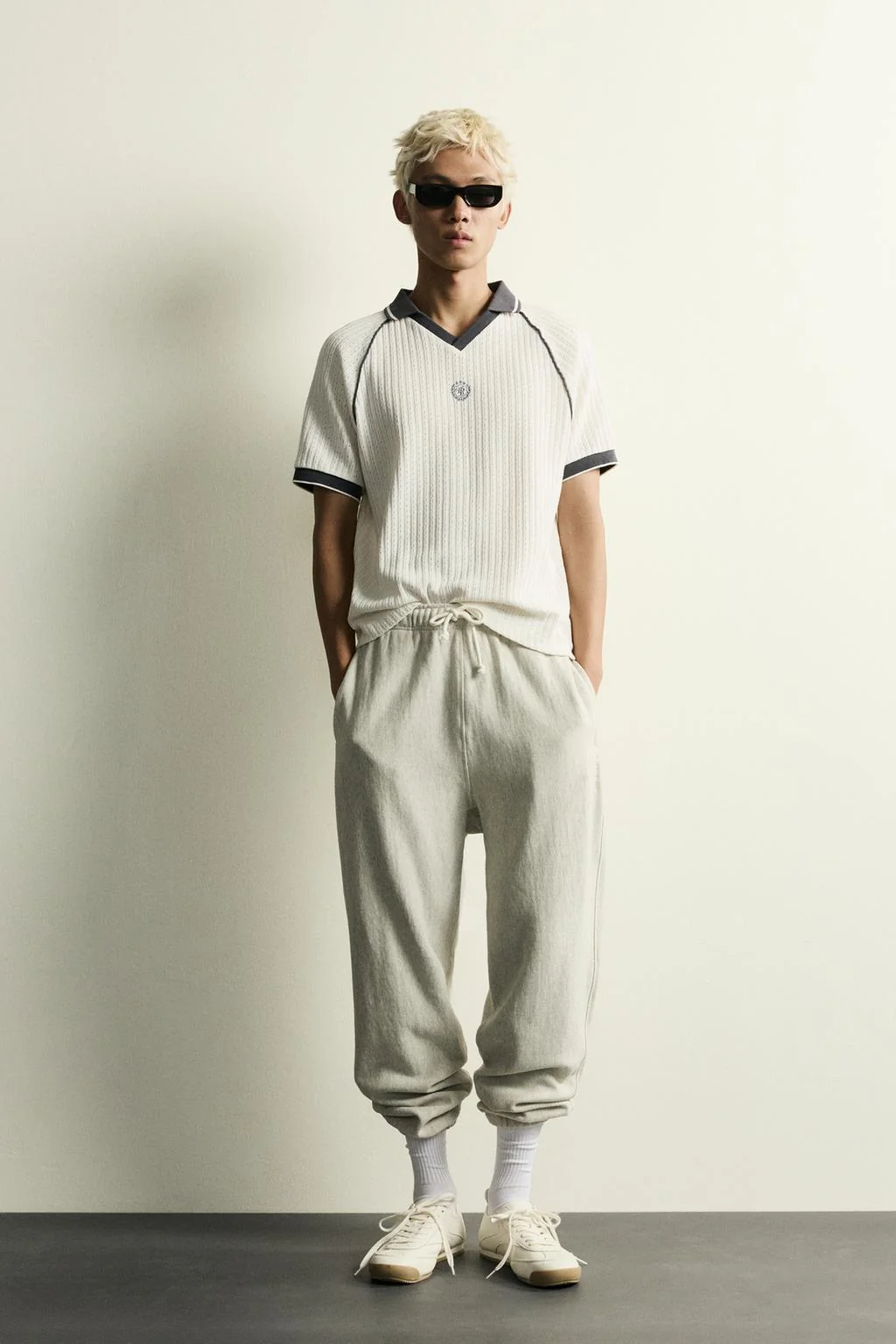 RETRO FOOTBALL JACQUARD CONTRAST POLO SHIRT