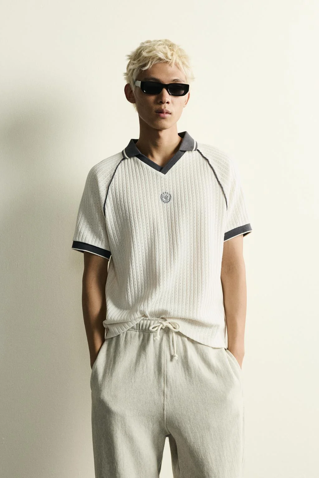 RETRO FOOTBALL JACQUARD CONTRAST POLO SHIRT