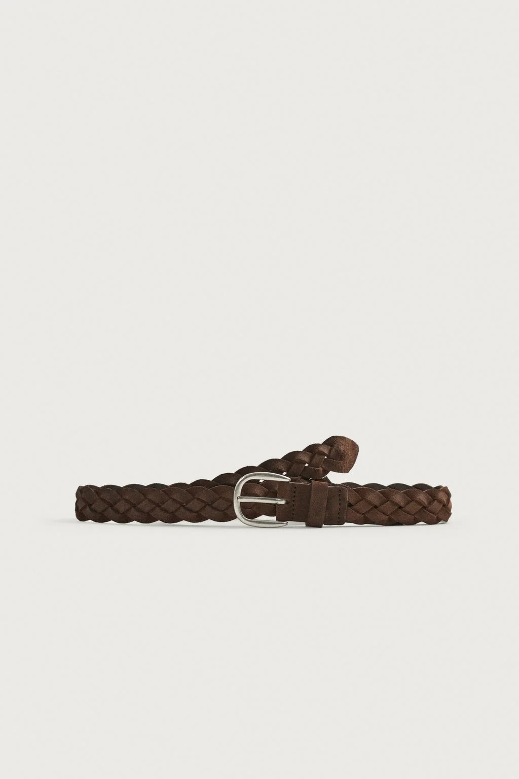WAXED-EFFECT BRAIDED LEATHER BELT