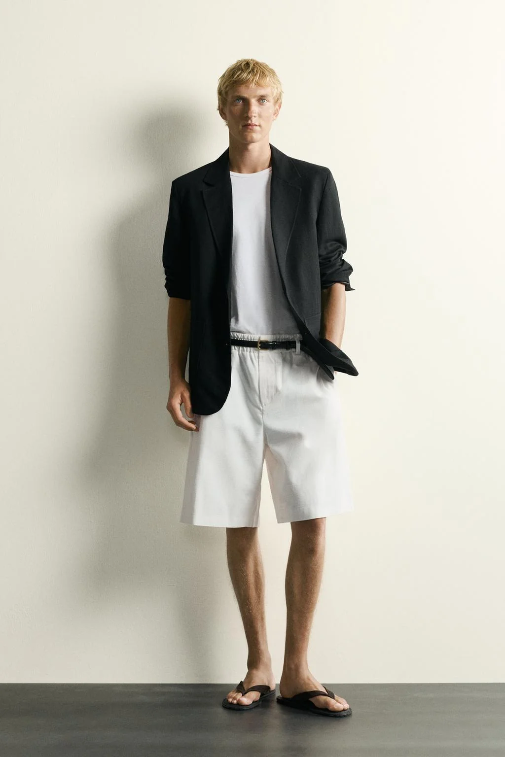 COTTON-LYOCELL WIDE-LEG BERMUDA SHORTS