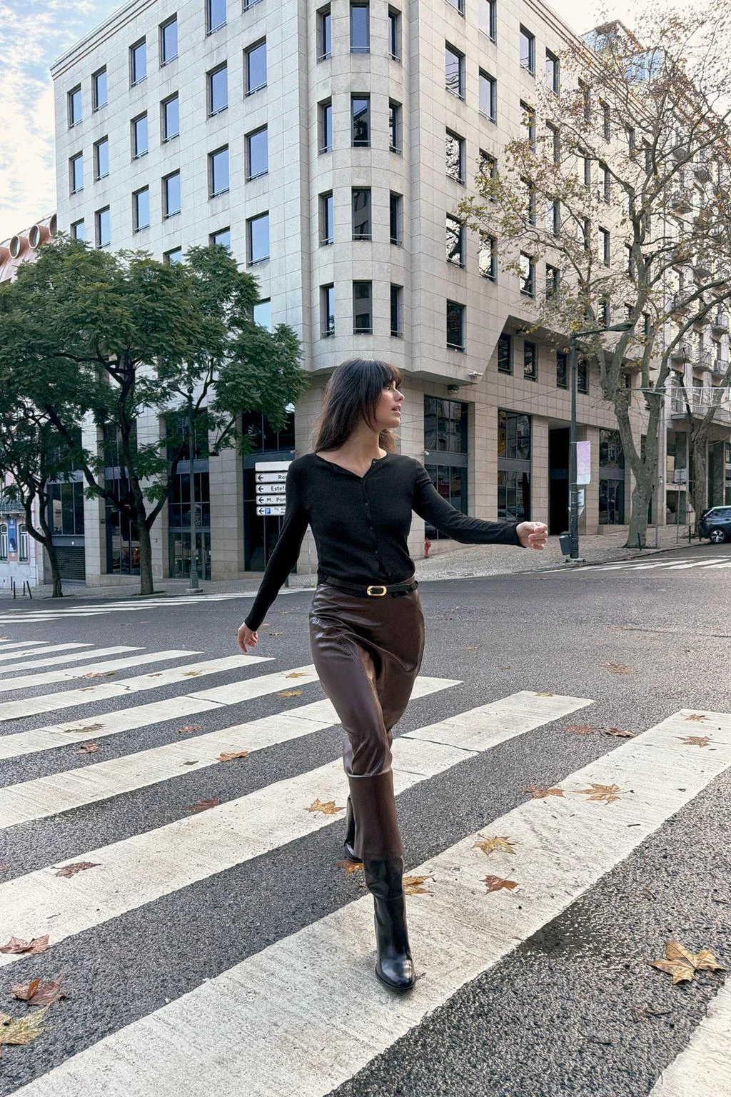 Юбка миди из искусственной кожи с поясом