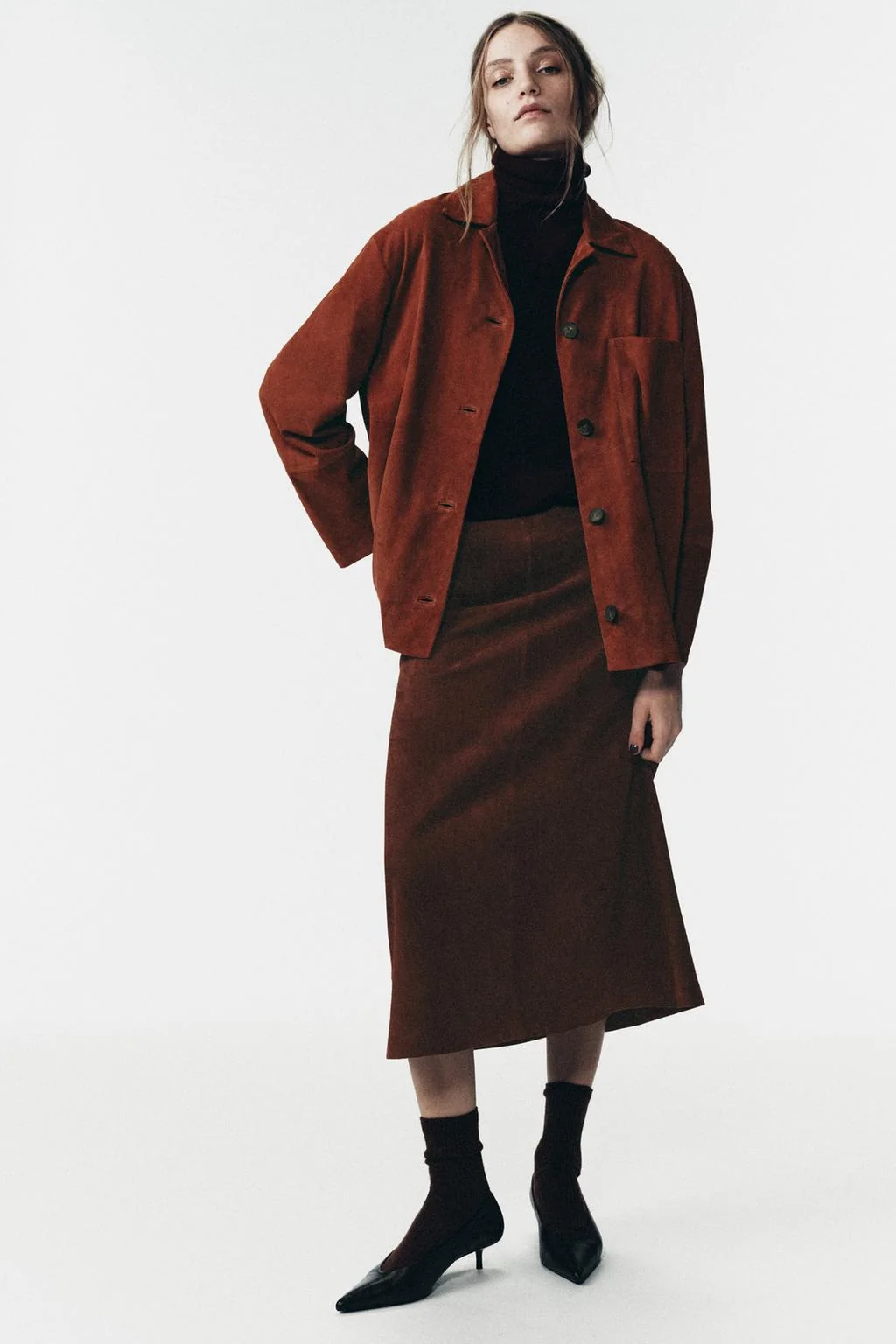 Юбка миди из 100% замши лимитированной серии