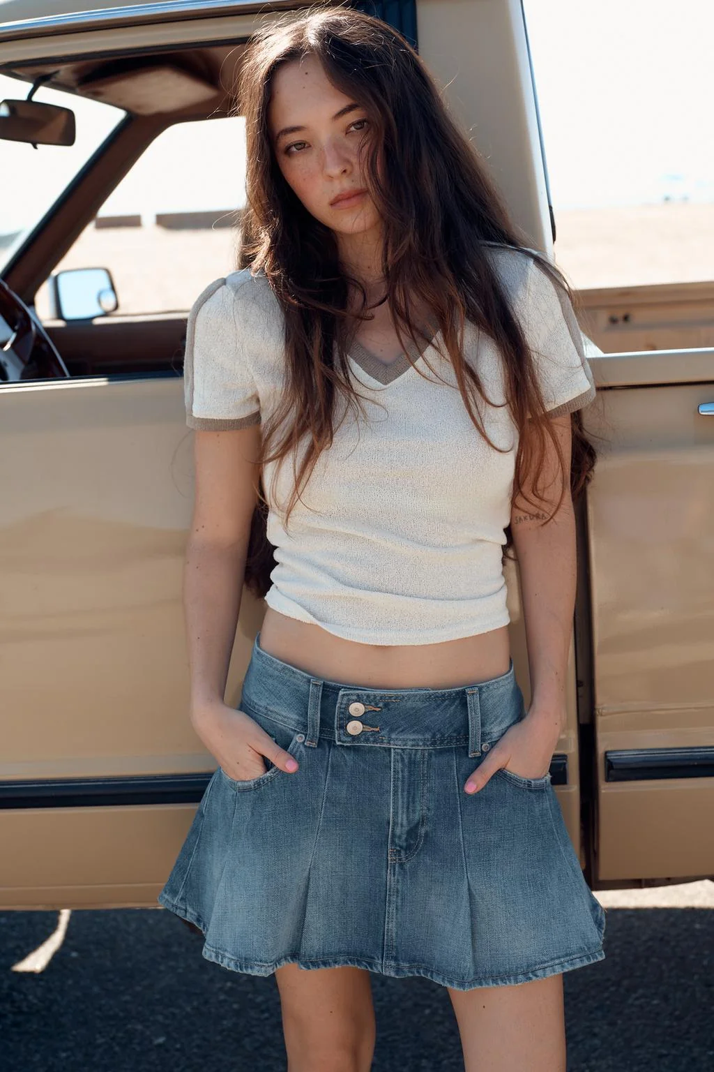 Джинсовая юбка-плиссе TRF