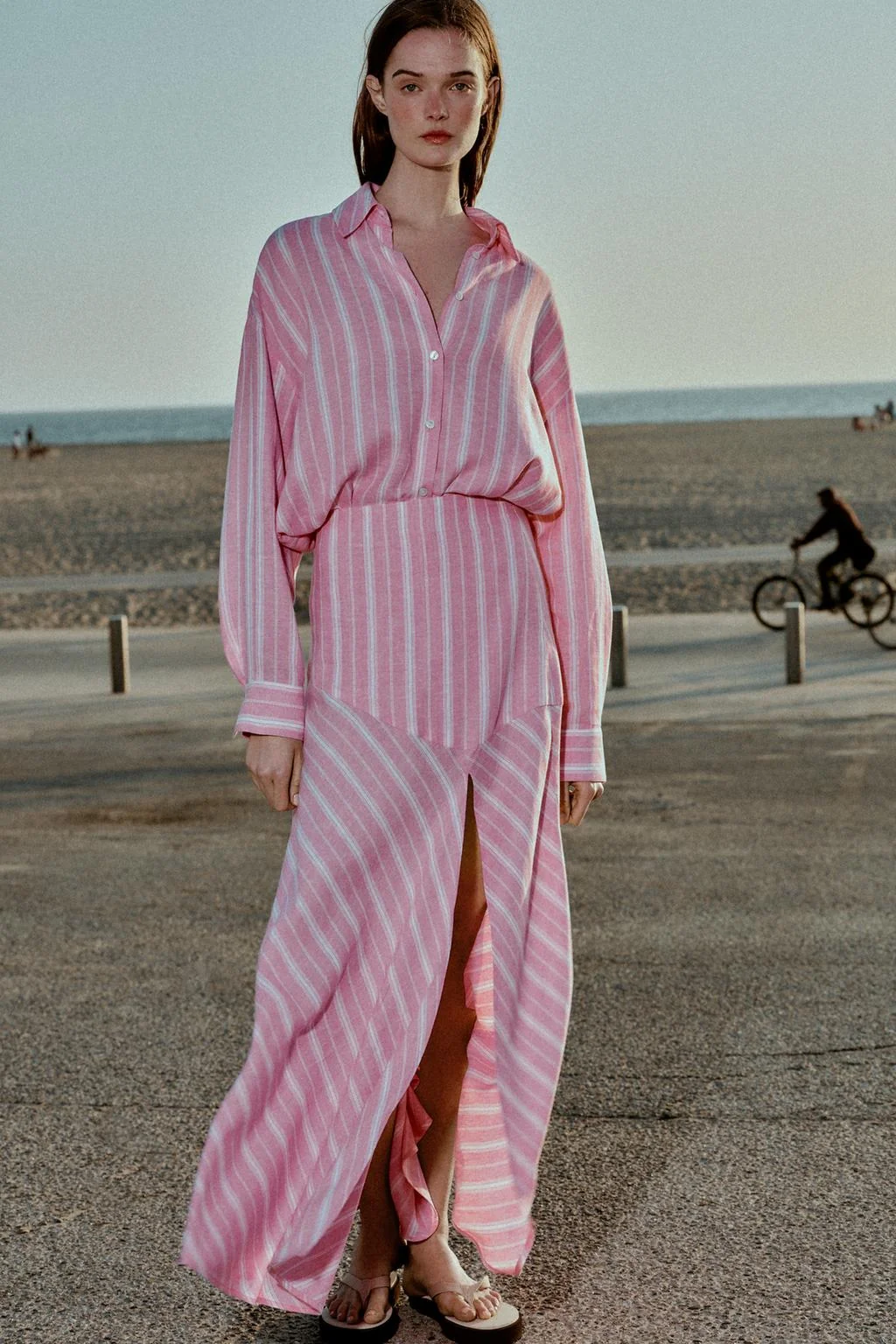 Плиссированная юбка-миди из льняной смеси