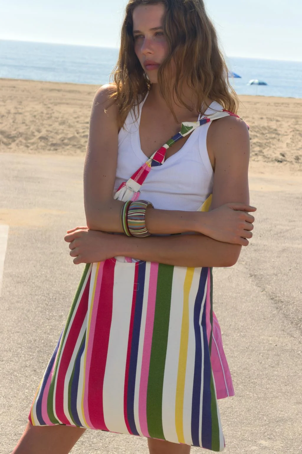 Сумка из холста в полоску