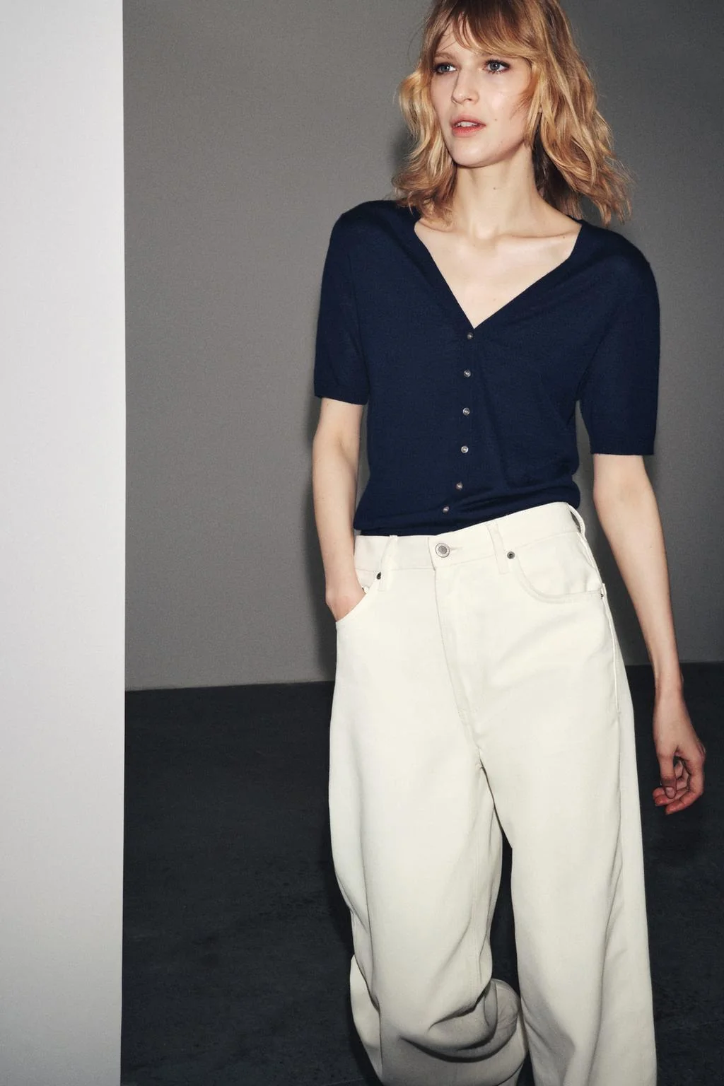 Кардиган из 100% тонкой шерсти с короткими рукавами