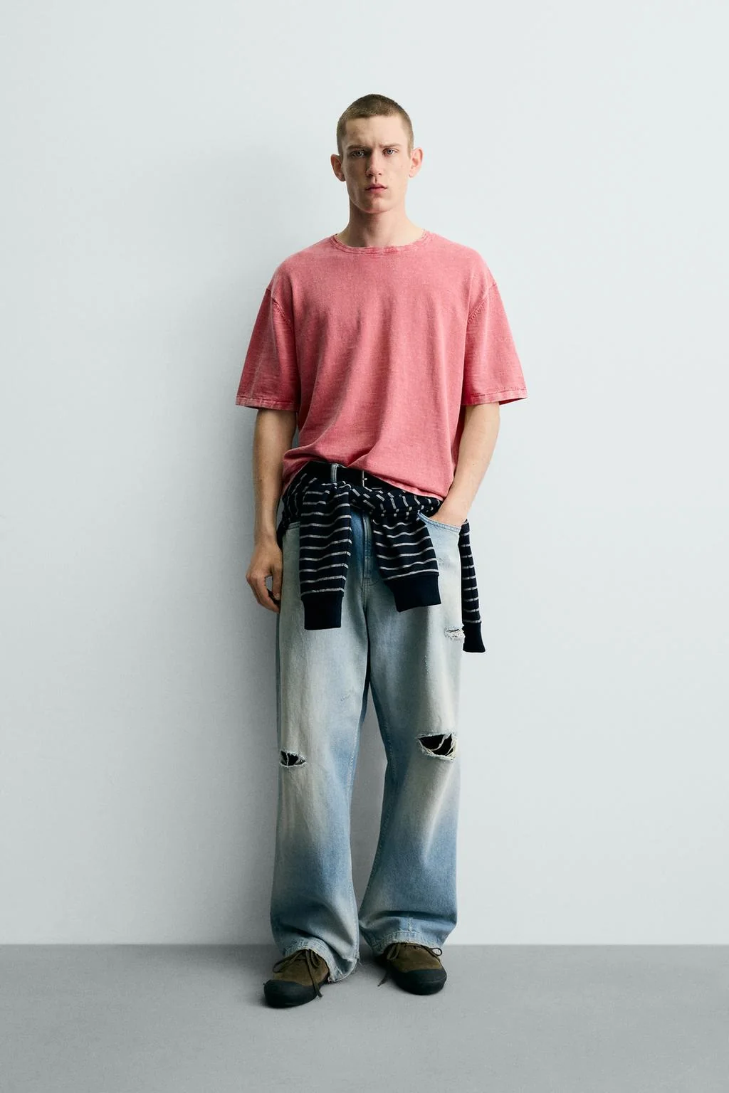 Вязанная футболка из слуб-пряжи — Однотонные