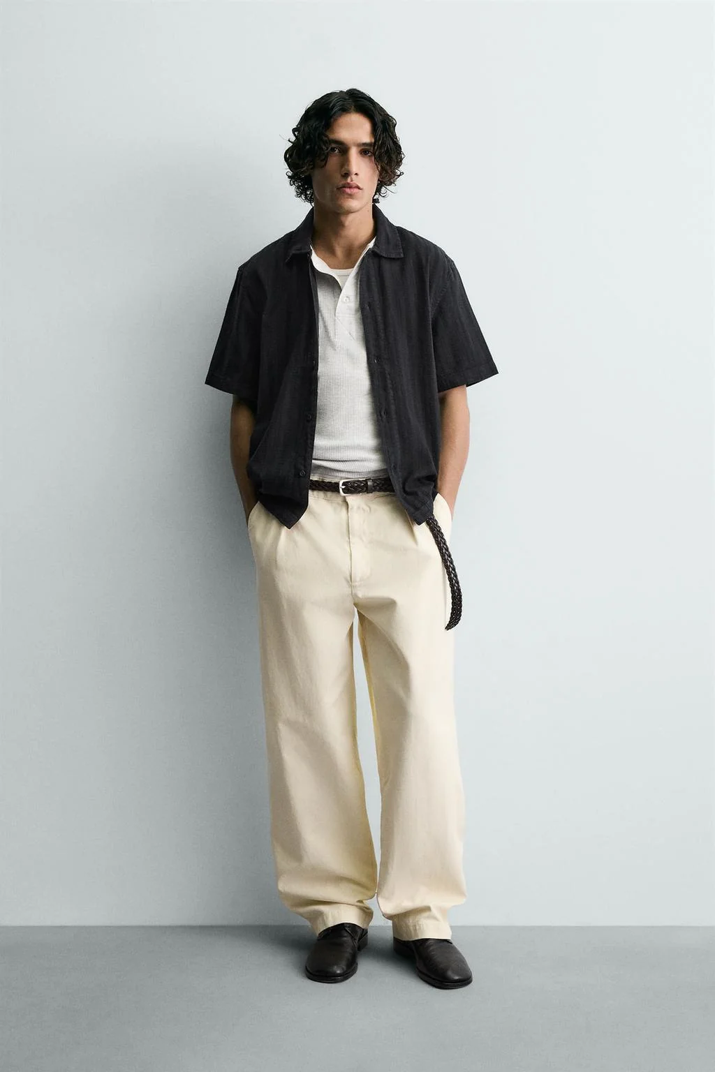 Стиранный текстурный рубашка — Деним