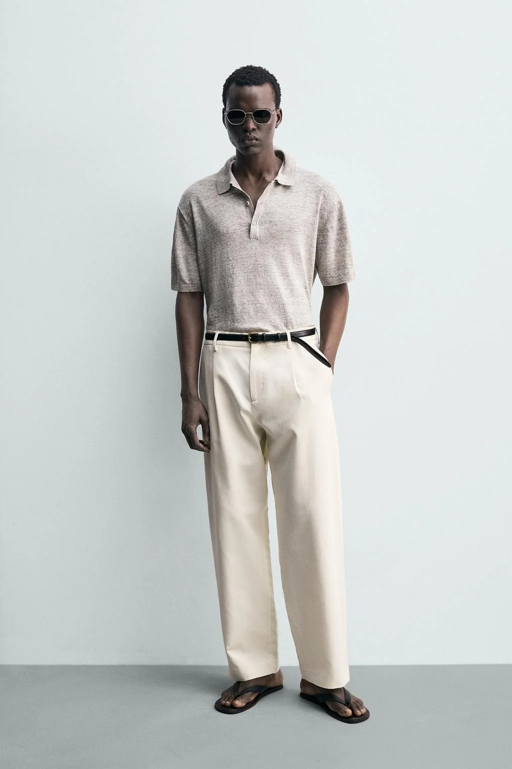 Вязаный поло из 100% льна — Поло