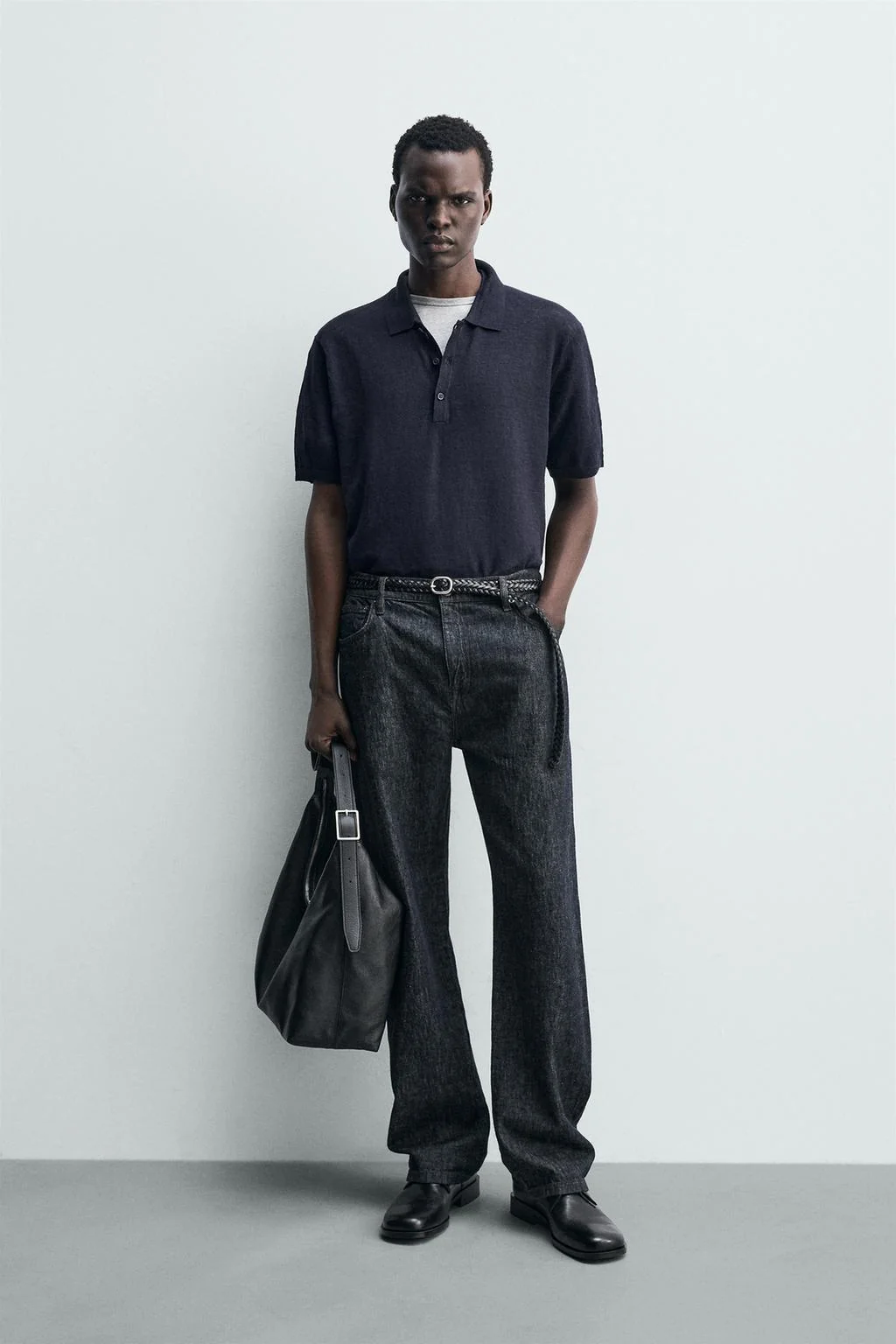 Вязаный поло из 100% льна