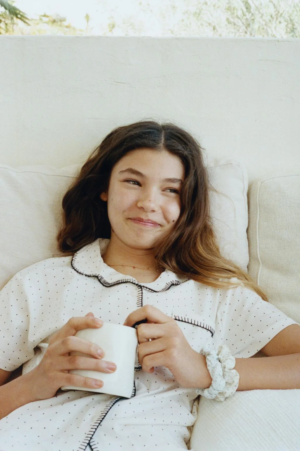 Пижамная рубашка в горошек для возраста 6-14