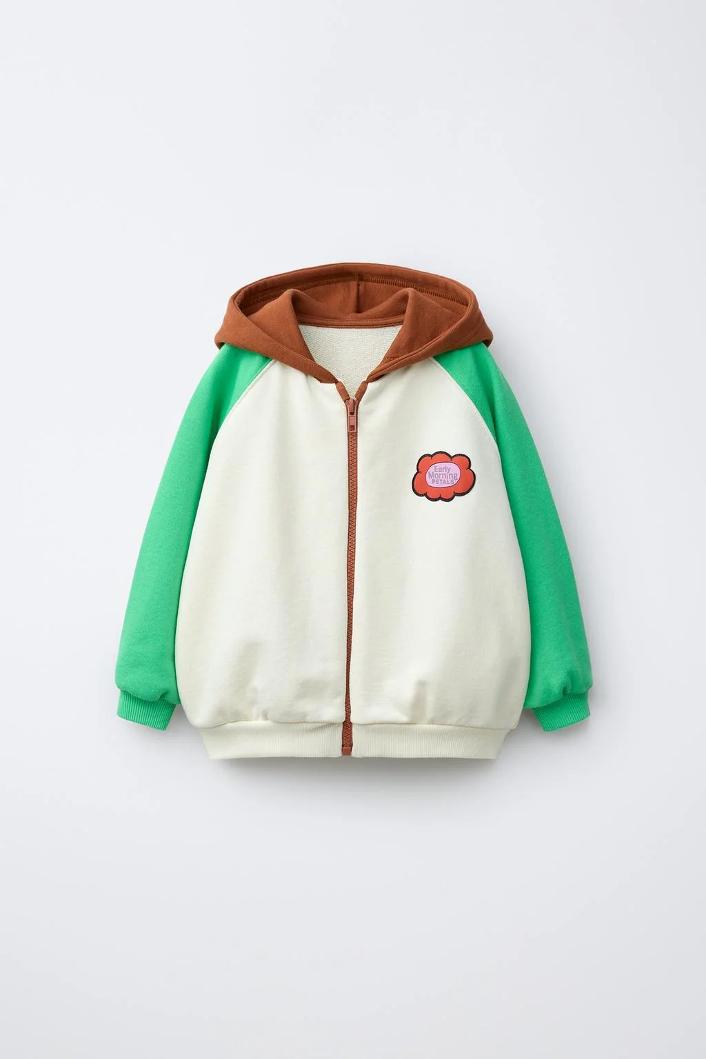 Толстовка с капюшоном цветблок с вышитым цветком