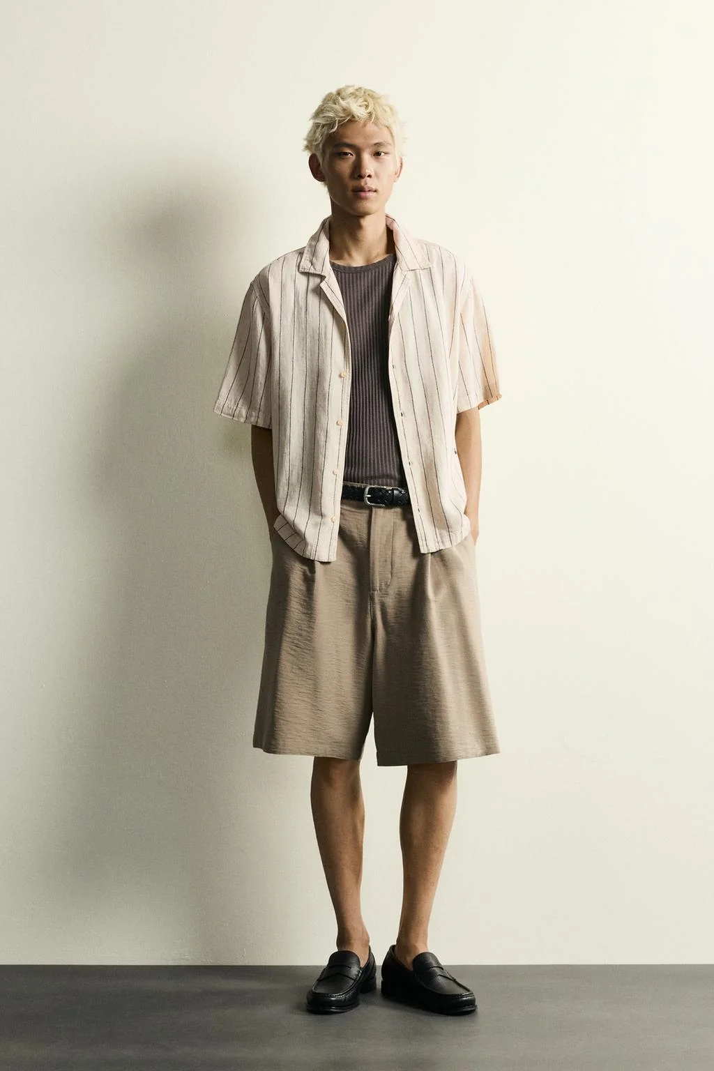 RELAXED FIT EMBROIDERED STRIPE SHIRT
