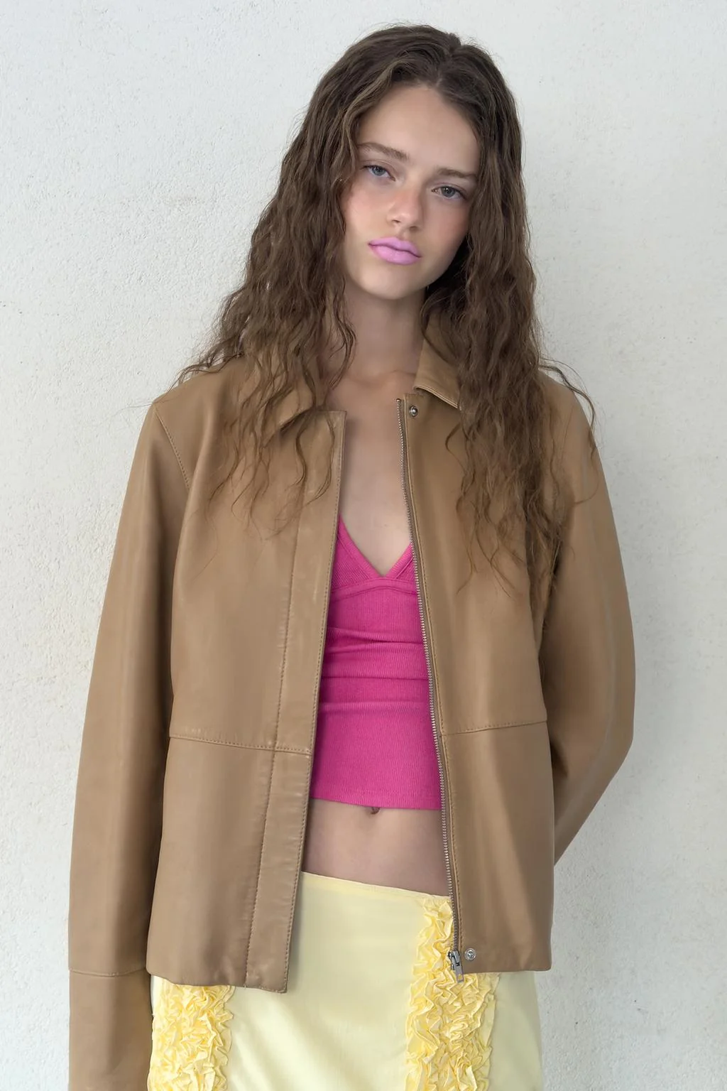 Приталенный пиджак из 100% кожи