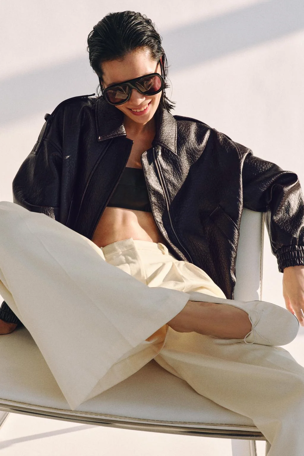 Ограниченная серия кожаных балеток с бантом