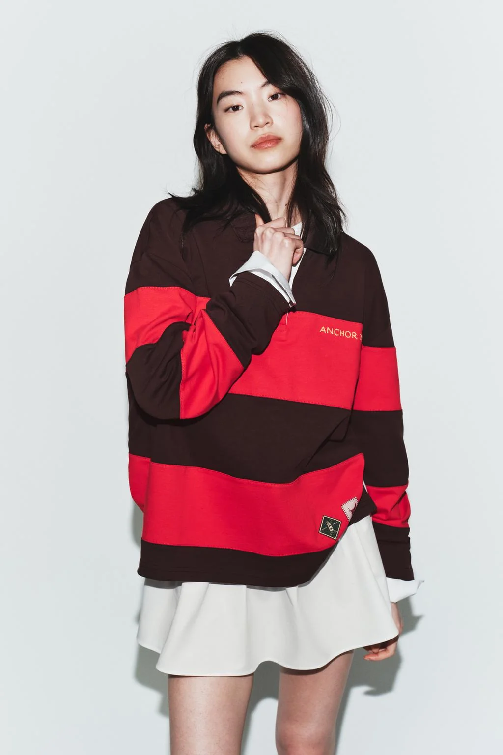 Поло-рубашка в полоску с нашивкой — Свитшоты