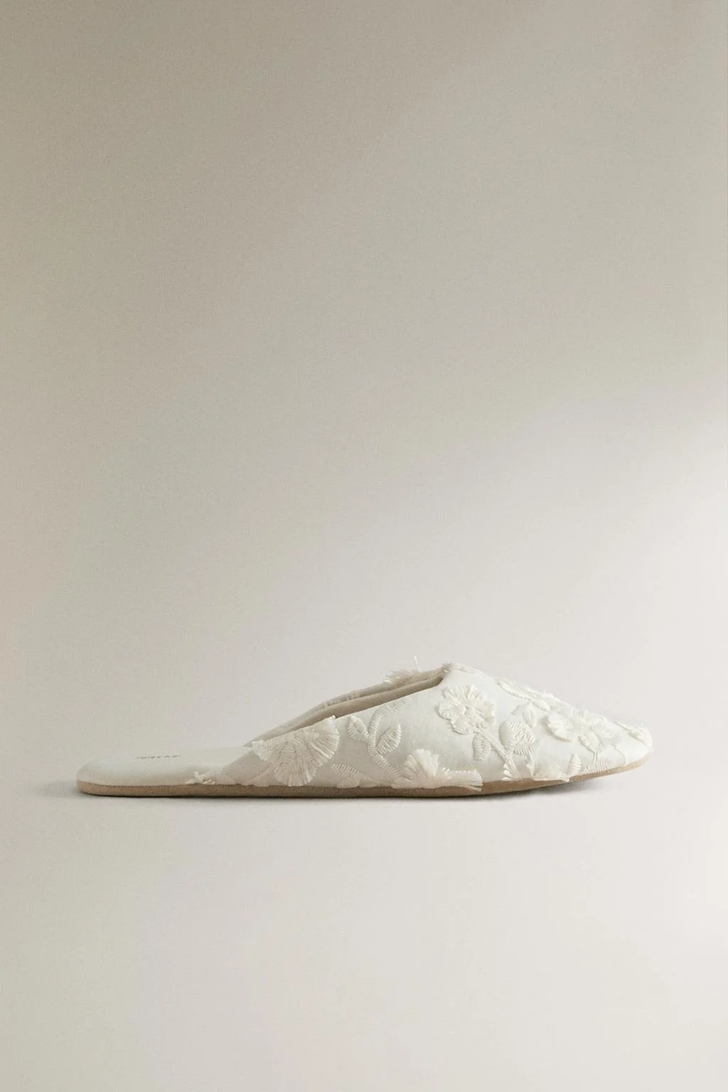 FLORAL MULE SLIPPERS WITH LEATHER SOLE