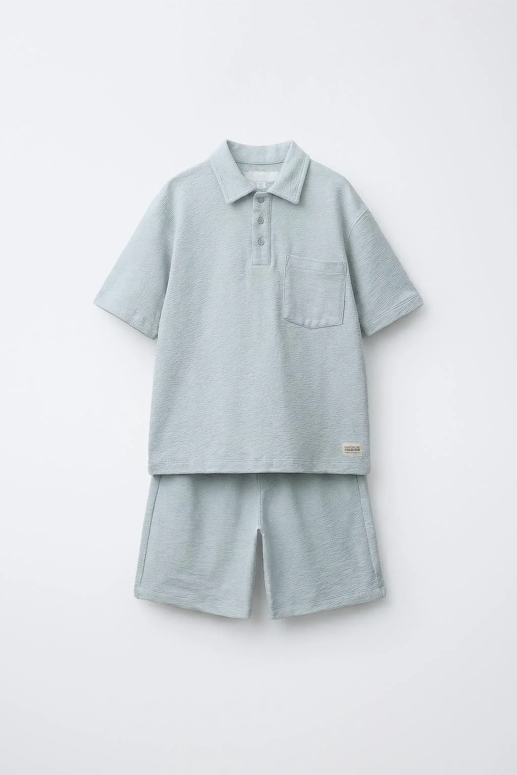 RUSTIC POLO SHIRT AND BERMUDA SHORTS SET WITH LABEL