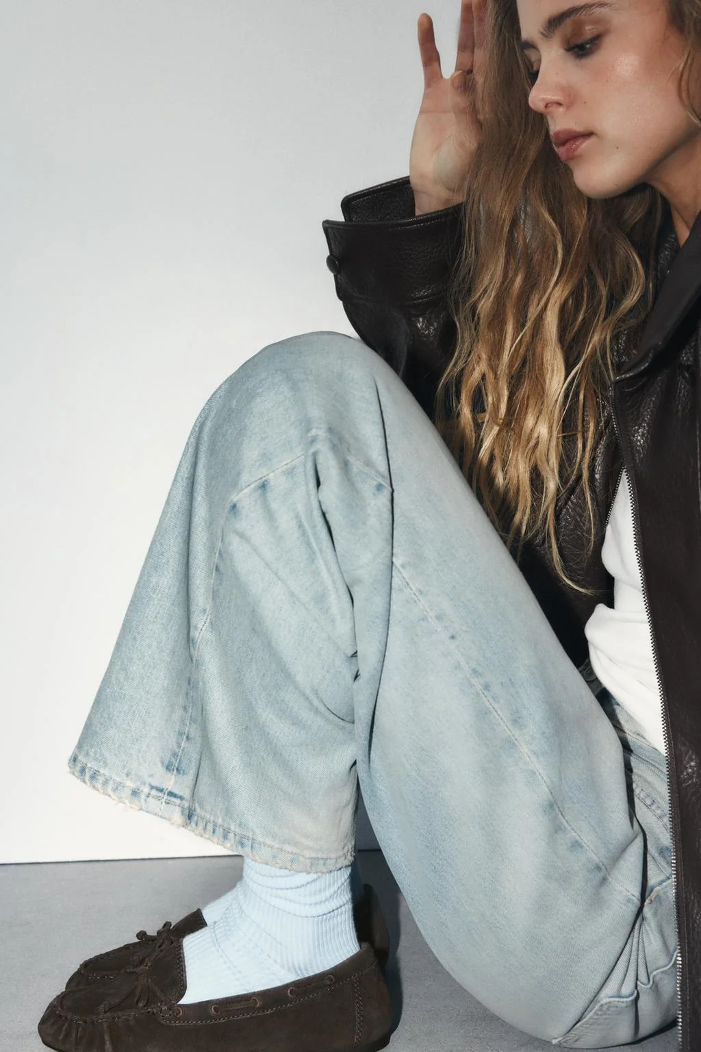 Раздельные замшевые лоферы