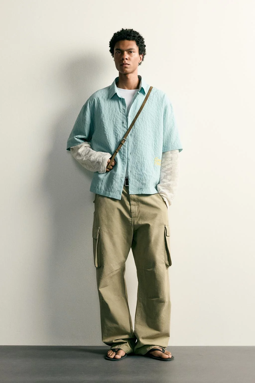 Рубашка relaxed fit с многослойными рукавами