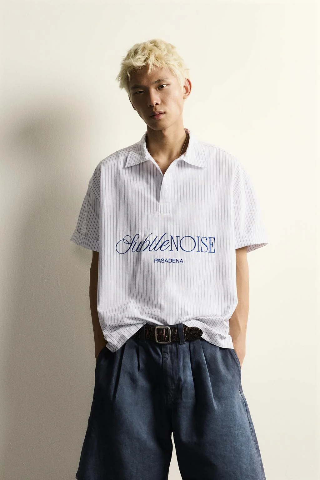 Поло relaxed fit striped embroidered