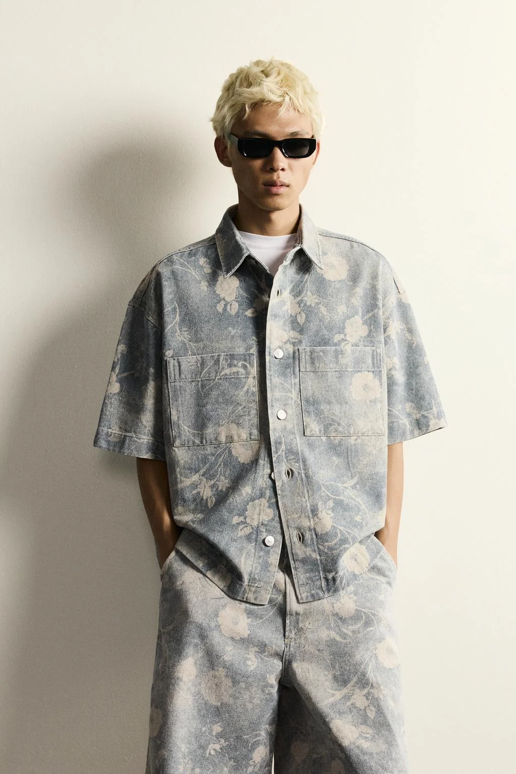 Рубашка relaxed fit washed floral print