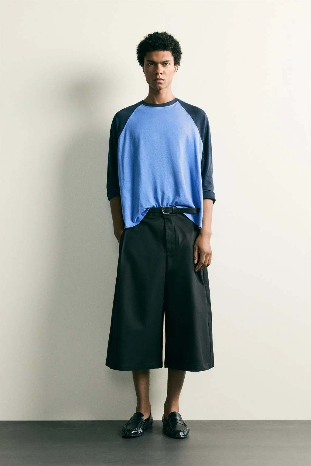 Кюлоты relaxed fit с боковыми складками