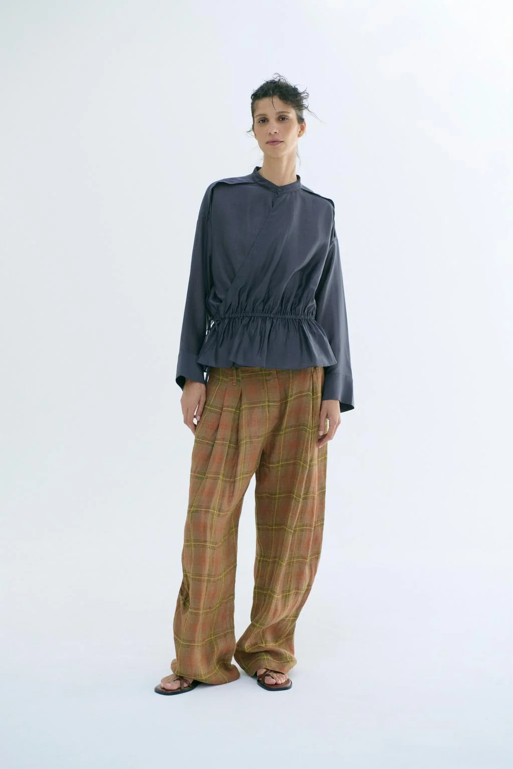 ZW COLLECTION Брюки из льна в клетку