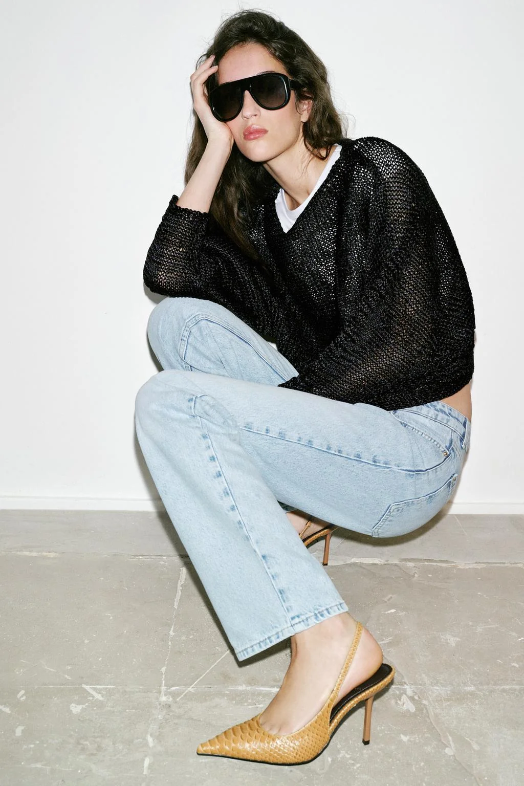 Туфли с ремешком на пятке с тиснением — Туфли на высоком каблуке