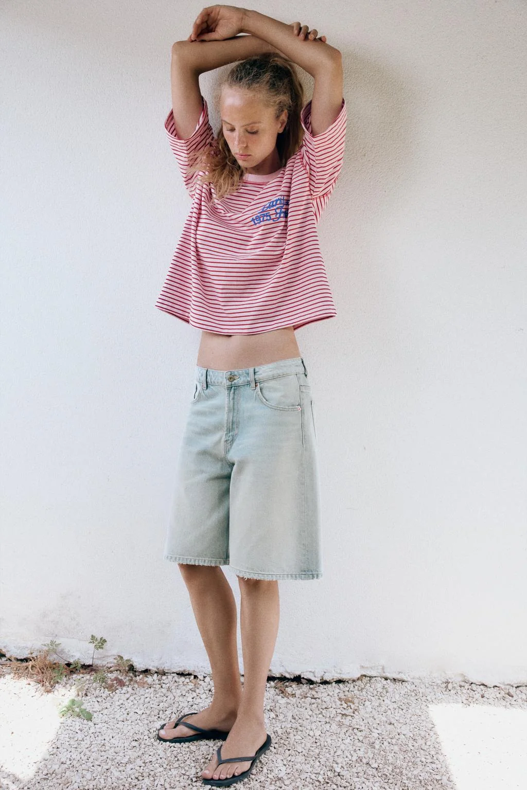 STRIPED TEXT OVERSIZE T-SHIRT