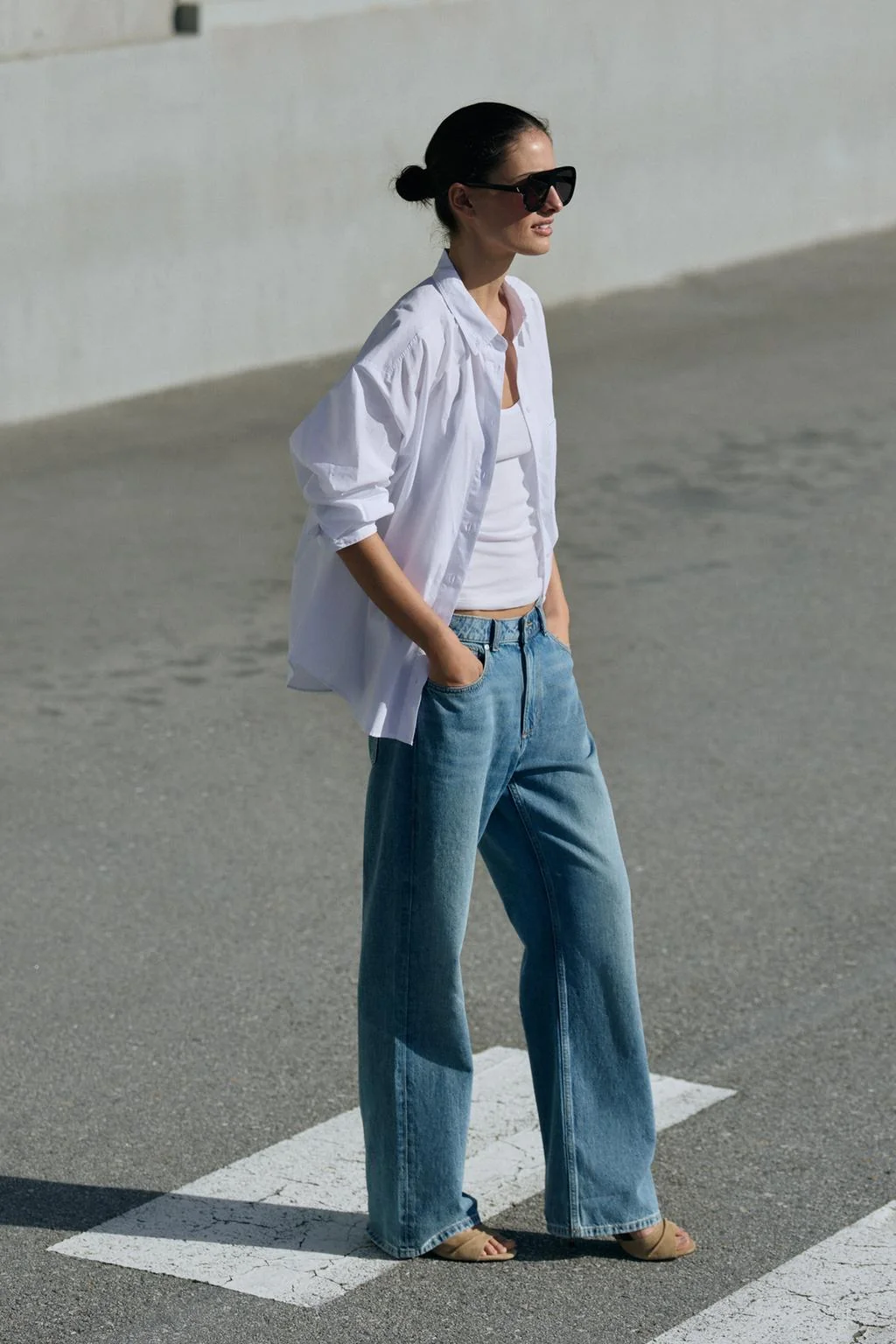 Кожаные сандалии на высоком каблуке