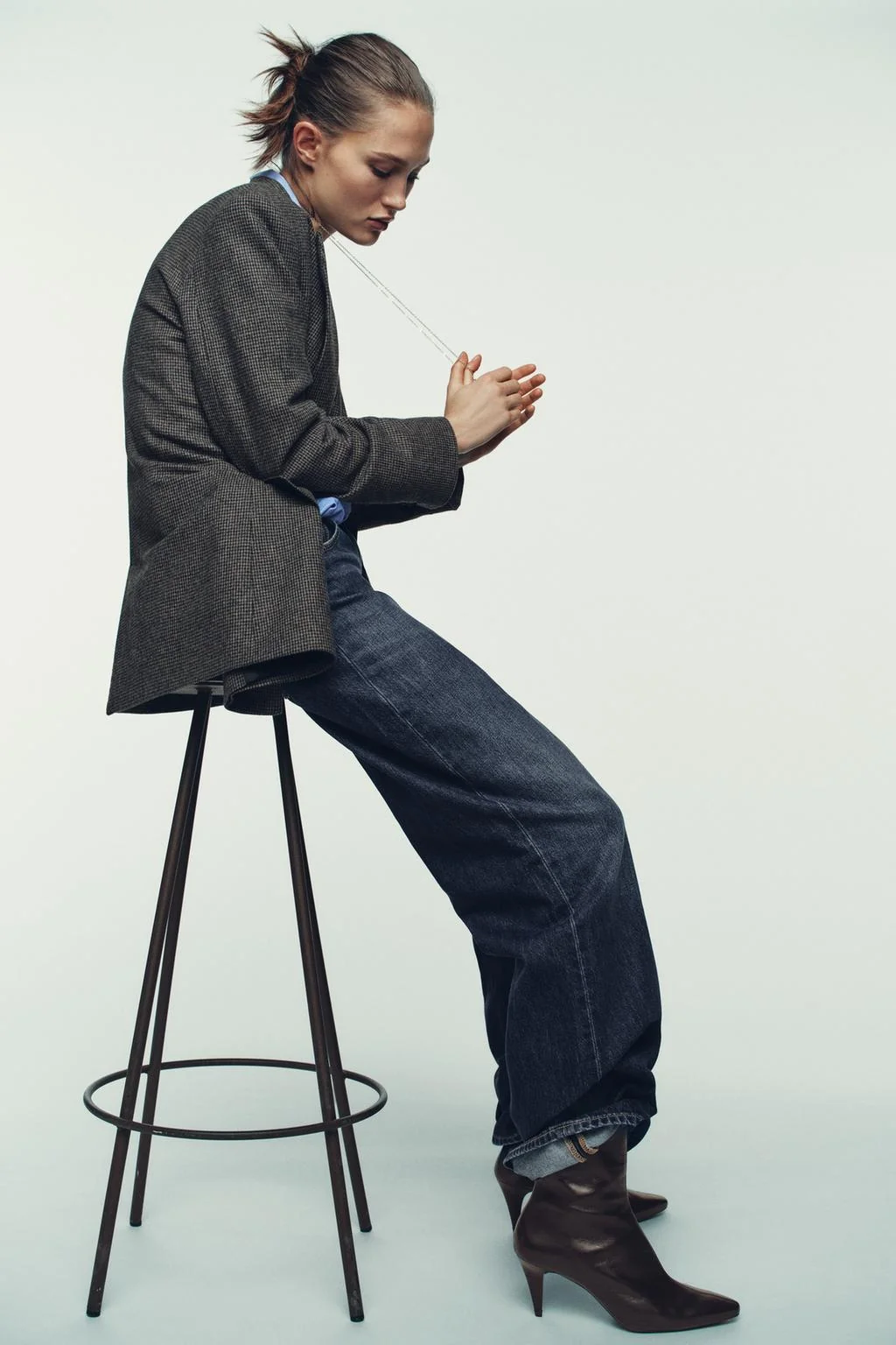 Кожаные ботинки на каблуке