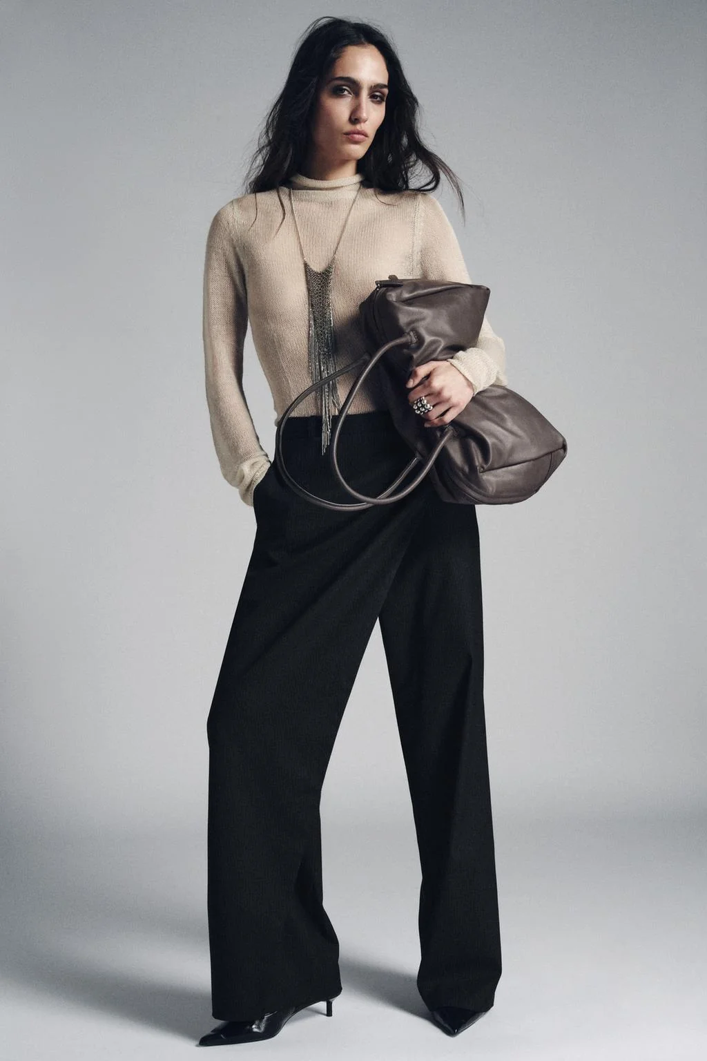 Макси кожаная боулинг-сумка