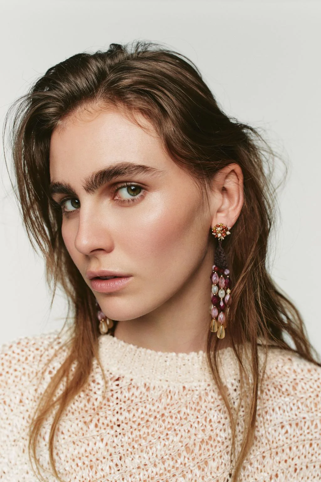 Серьги с бусинами, вязаные крючком