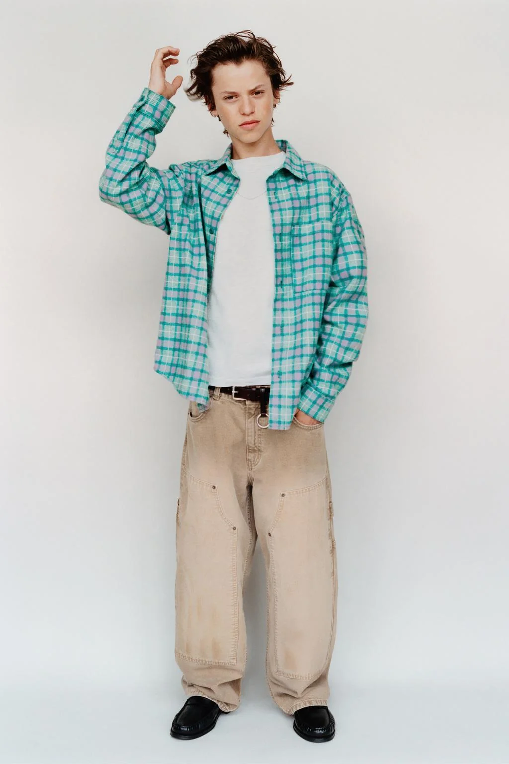 CANVAS WIDE-LEG TROUSERS