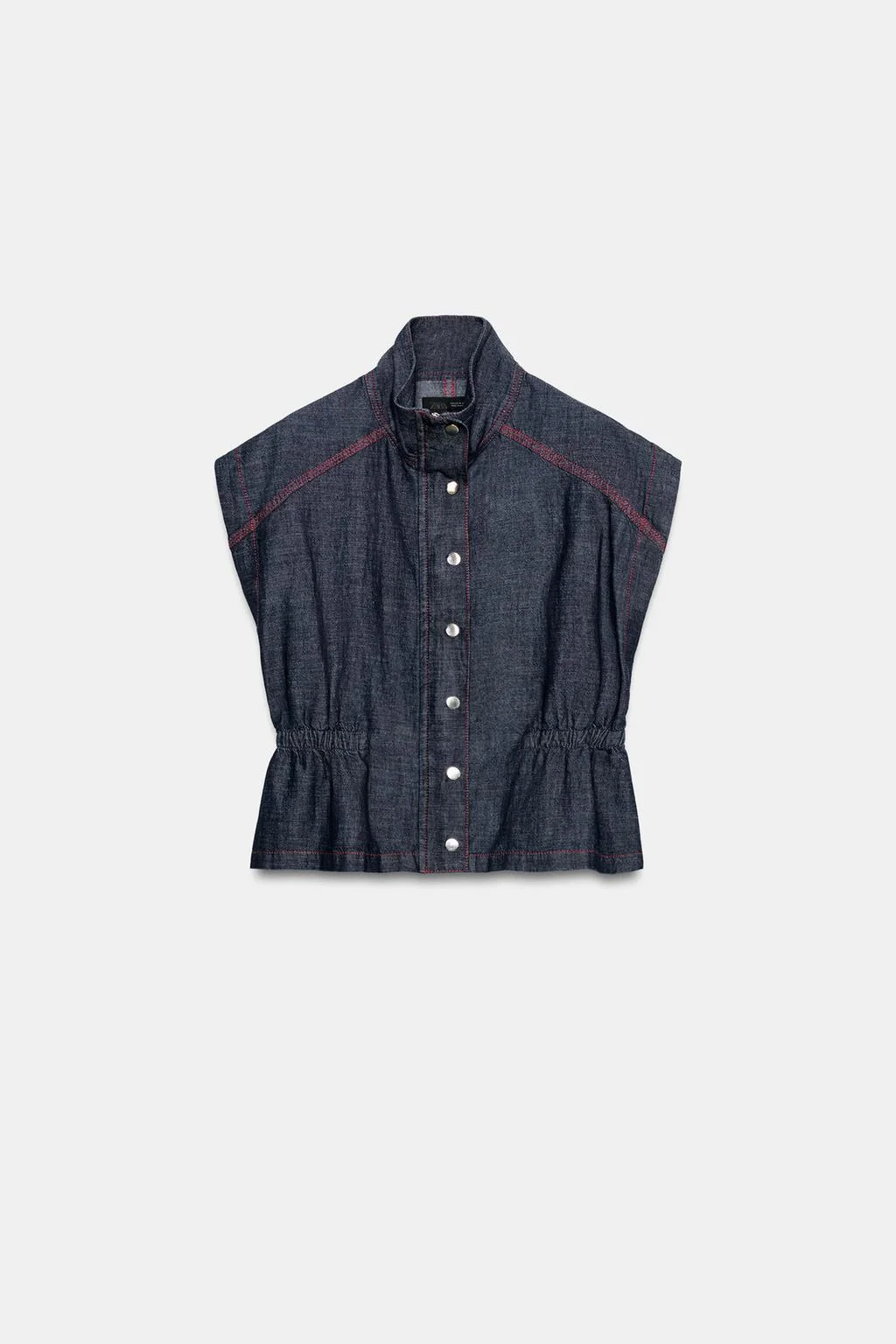 CONTRAST STITCH LINEN BLEND WAISTCOAT