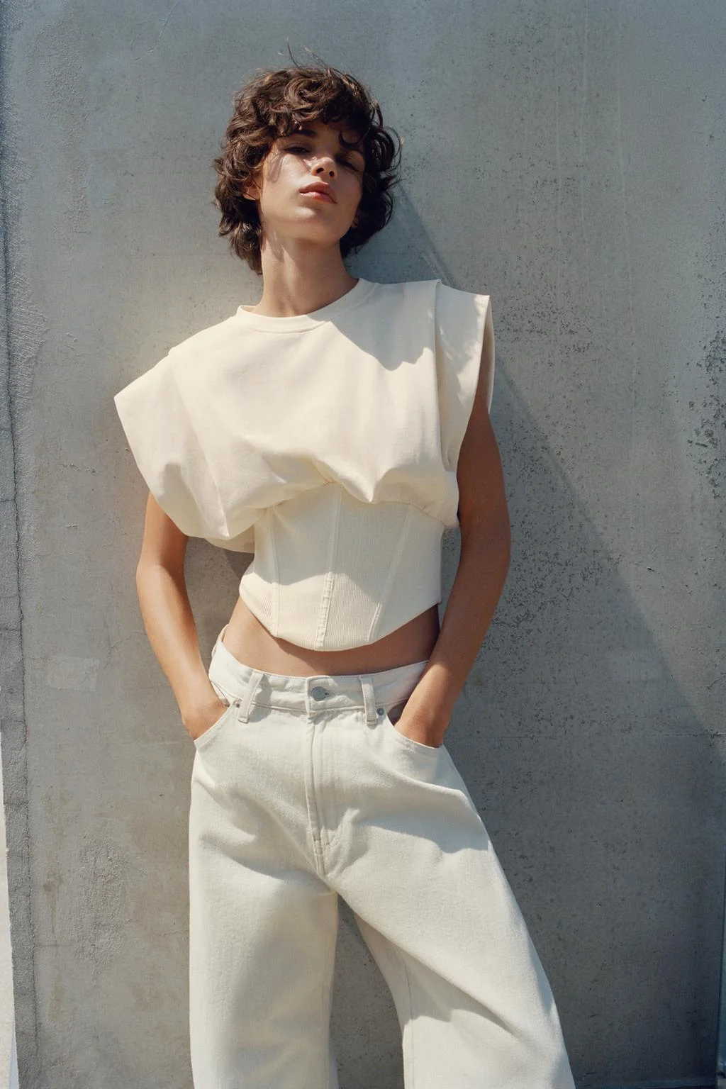 RIBBED CORSETRY-INSPIRED TOP