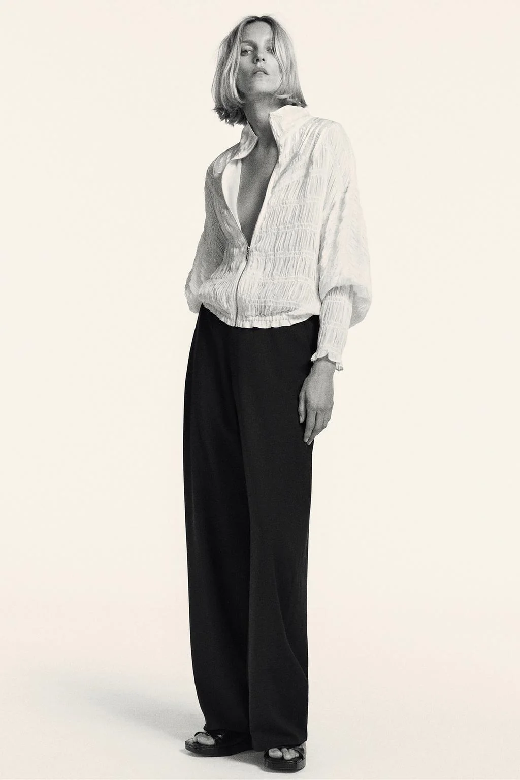 ZW COLLECTION 100% WOOL WIDE-LEG TROUSERS
