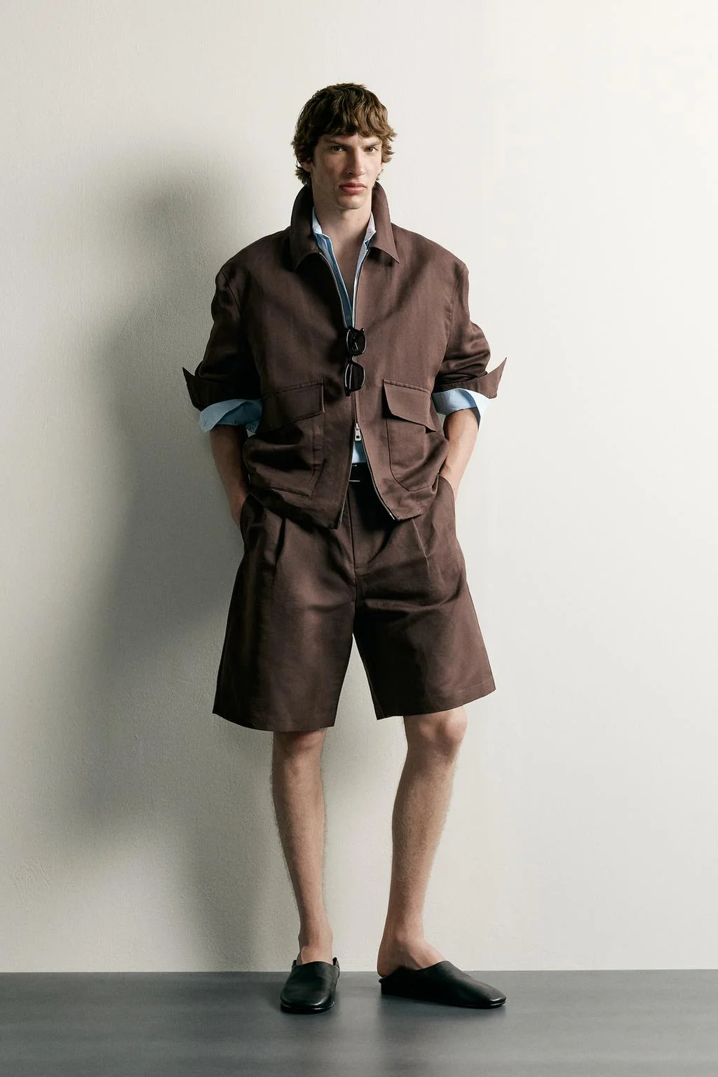 RELAXED FIT LINEN/COTTON OVERSHIRT