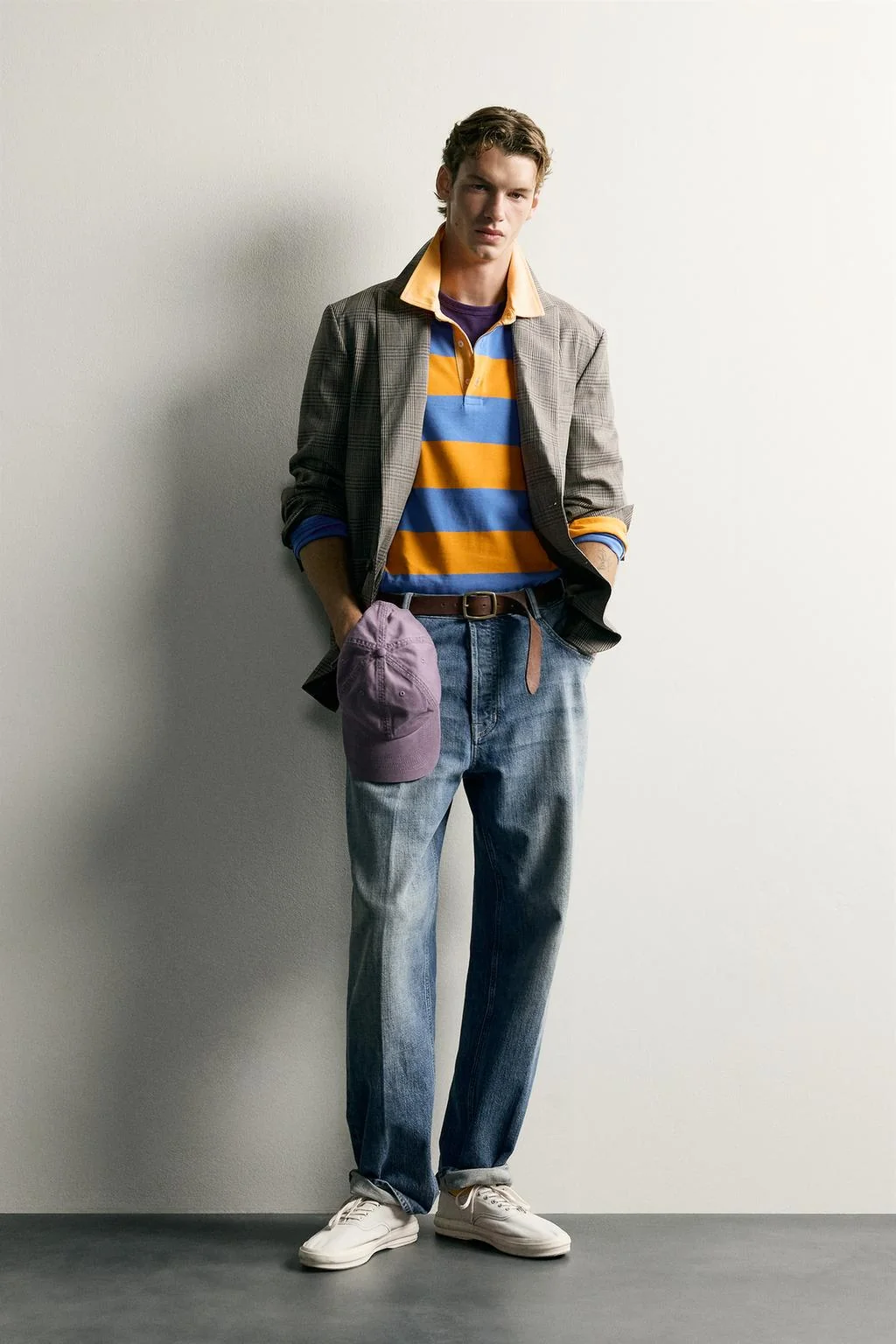 100% WOOL CHECK RELAXED FIT BLAZER