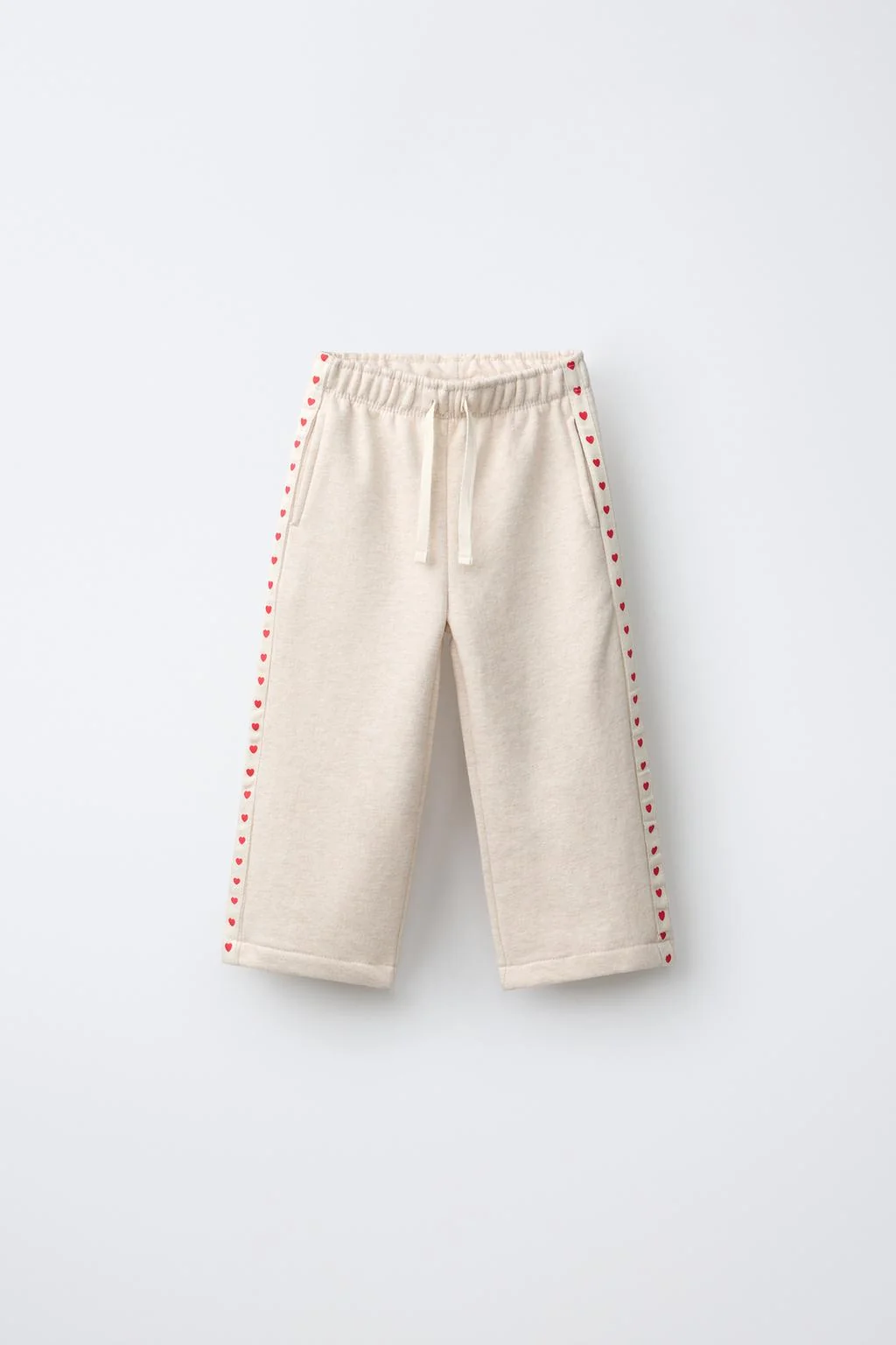 HEART-PRINT TAPE WIDE-LEG TROUSERS
