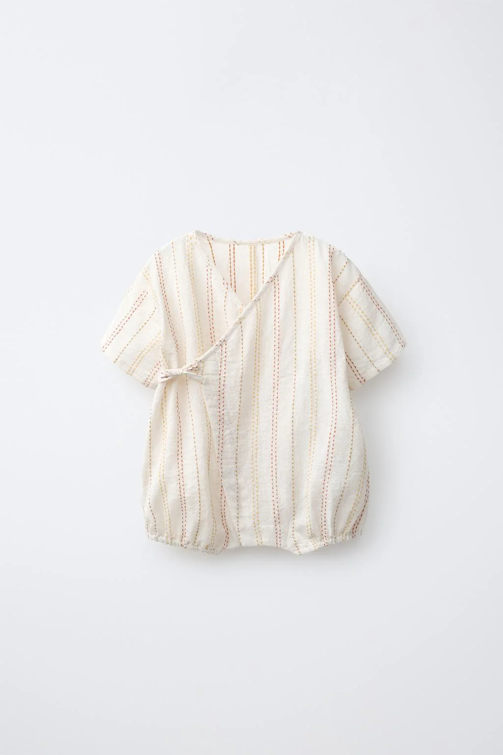 KIMONO ROMPER WITH CONTRAST STITCHING