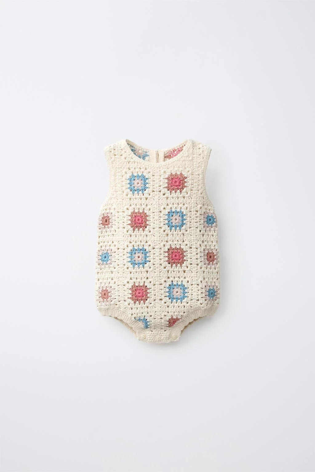 PATTERNED CROCHET KNIT ROMPER