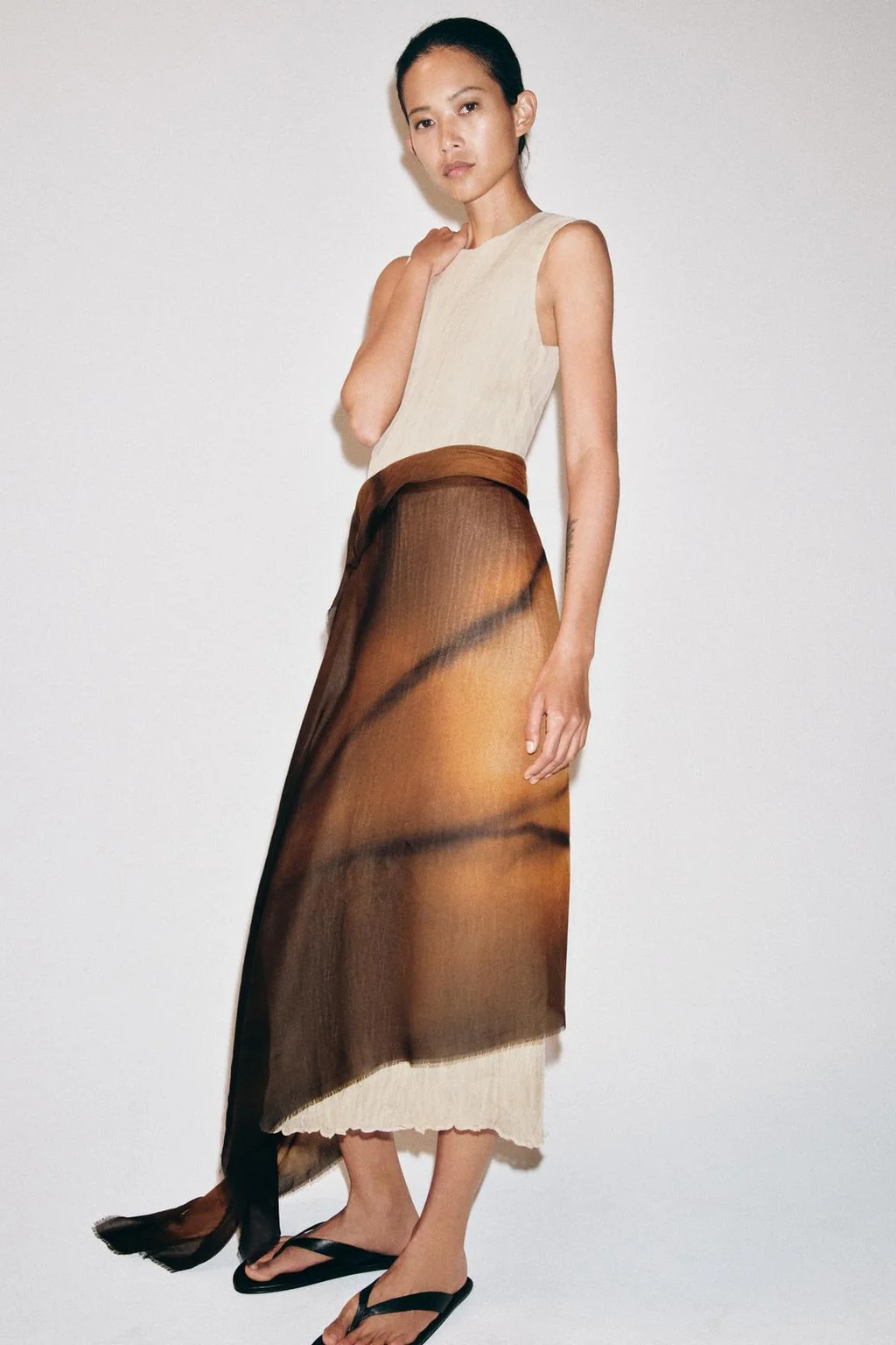 Шарф из модала и шелка с принтом