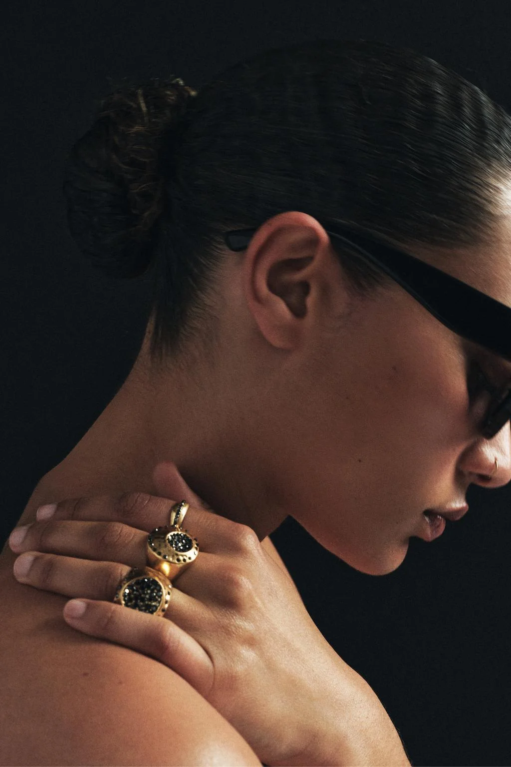 Набор из 3 металлических колец с блестками