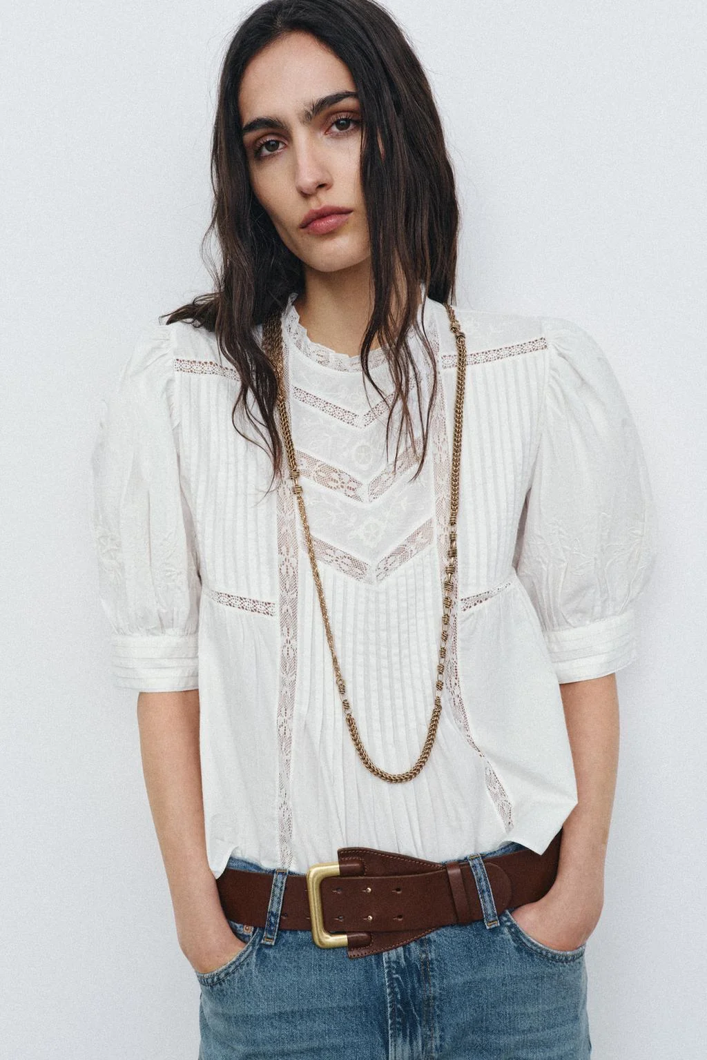 Длинное ожерелье с двойной цепью